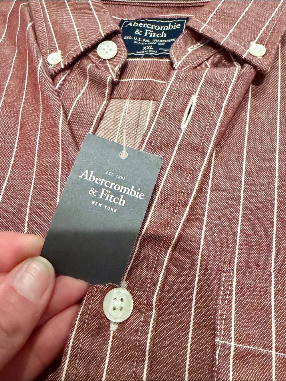 Y2K Abercrombie & Fitch NWT XXL Slim Stripe Button Down Shirt 100% Cotton